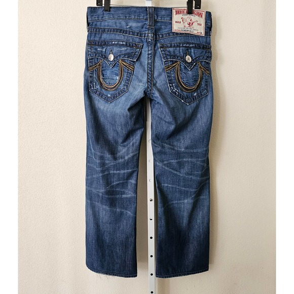 TRUE RELIGION Men's Distressed Rainbow Billy Boot Cut Zipper Jeans Sz 31 Seat 34 - Picture 2 of 16